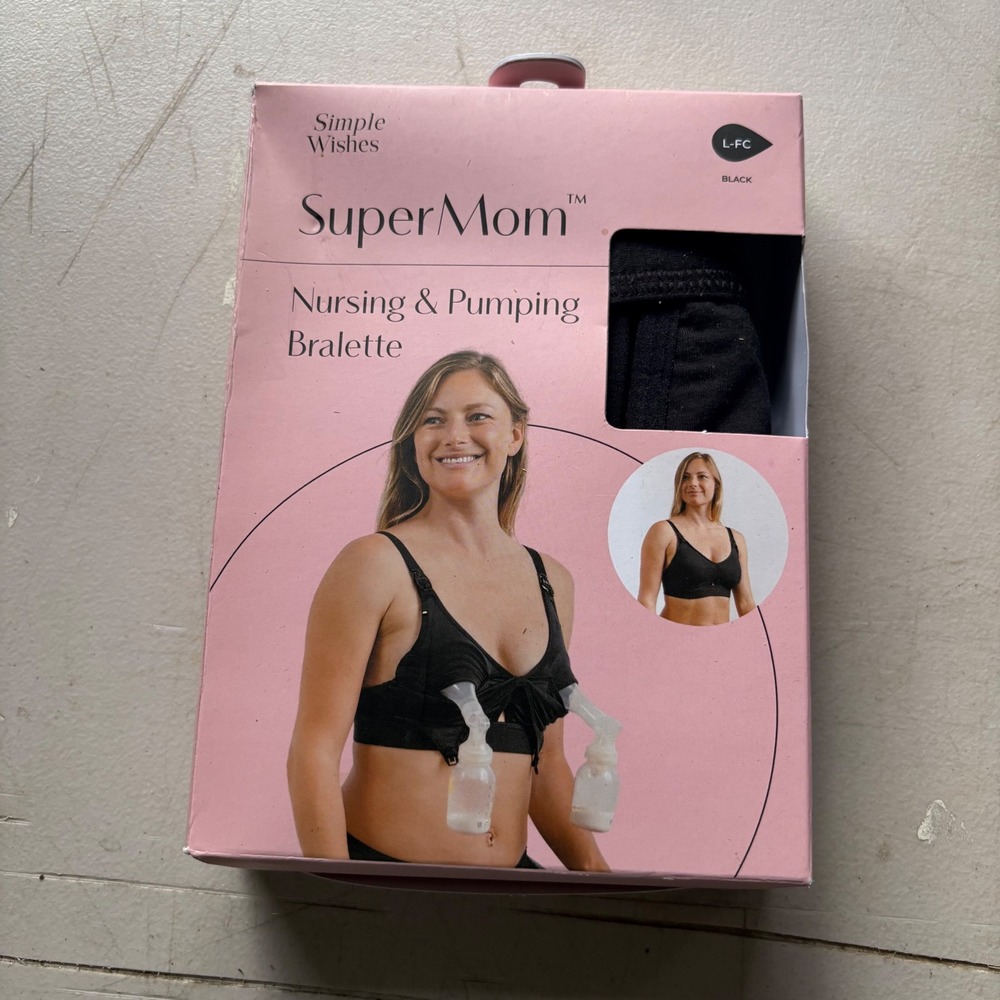 Simple Wishes SuperMom Nursing & Pumping Bralette Black Large Full Cup 904B-B-L